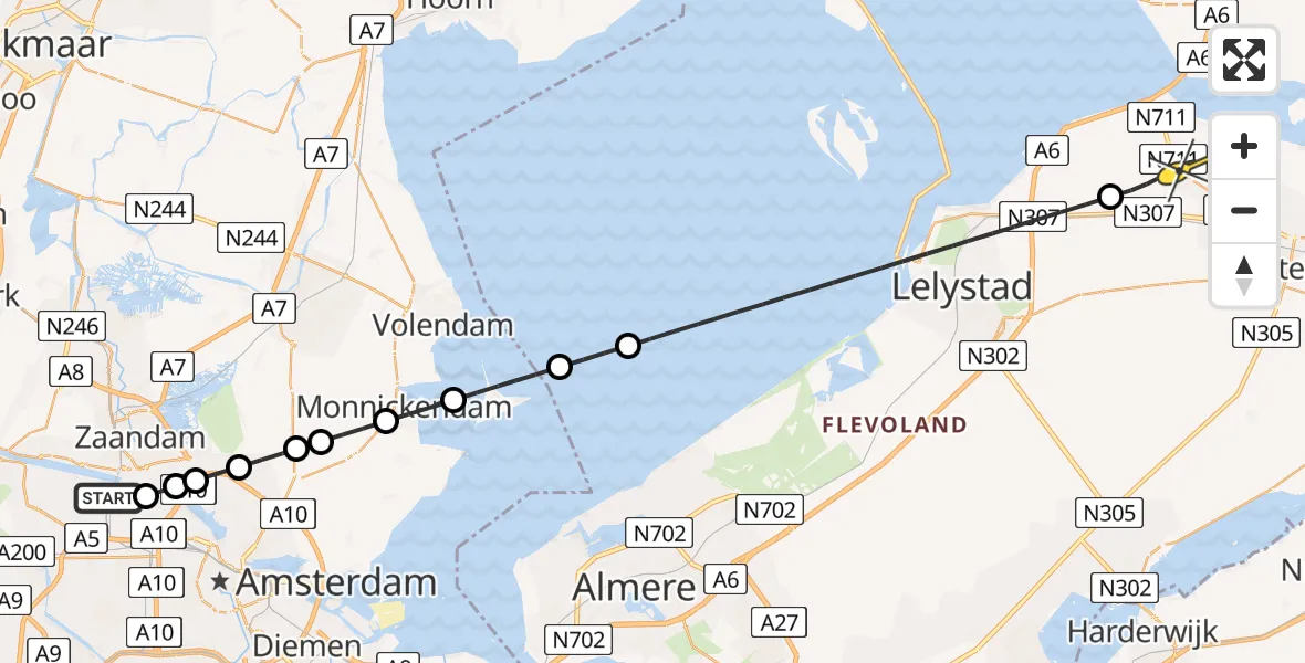 Routekaart van de vlucht: Lifeliner 1 naar Swifterbant, Kajuitpad