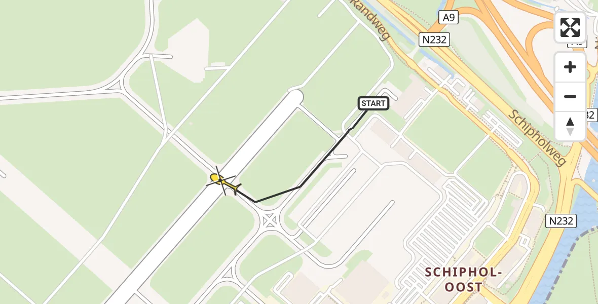 Vluchtroute Politiehelikopter van Schiphol naar Schiphol