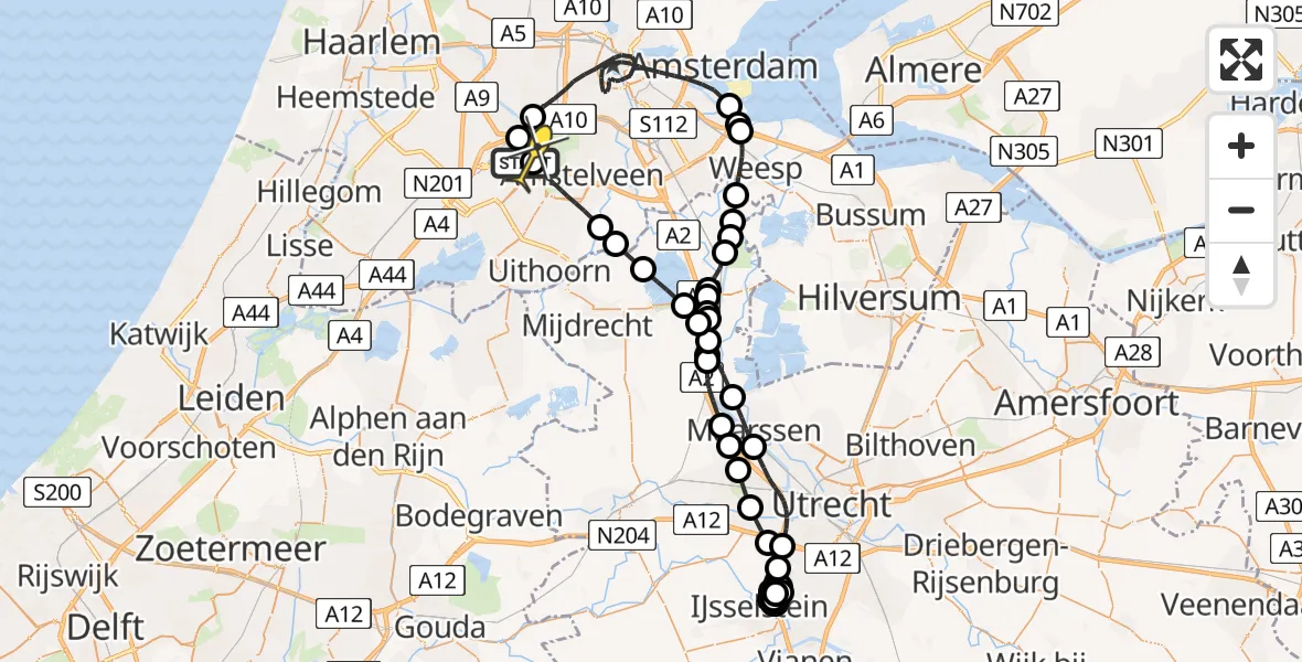 Routekaart van de vlucht: Politieheli naar Schiphol, Loevesteinse Randweg