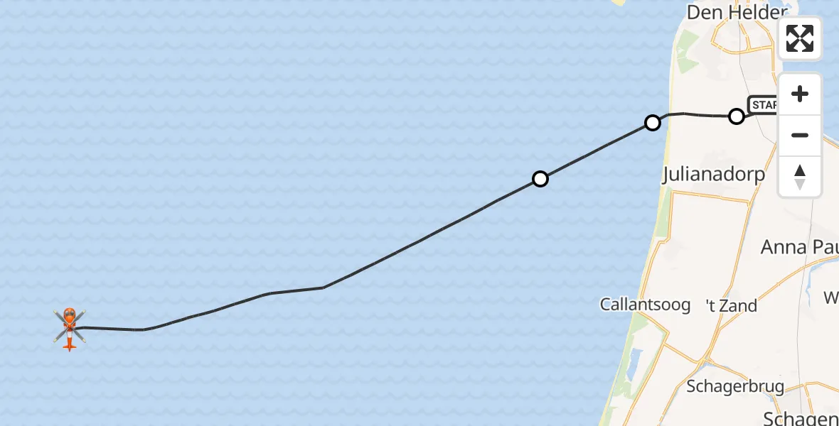 Vluchtroute Kustwachthelikopter Vliegveld De Kooy - , 24 oktober 2025, 11:51