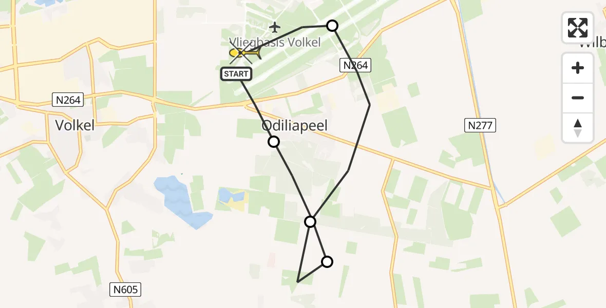 Routekaart van de vlucht: Lifeliner 3 naar Vliegbasis Volkel, Rechtestraat
