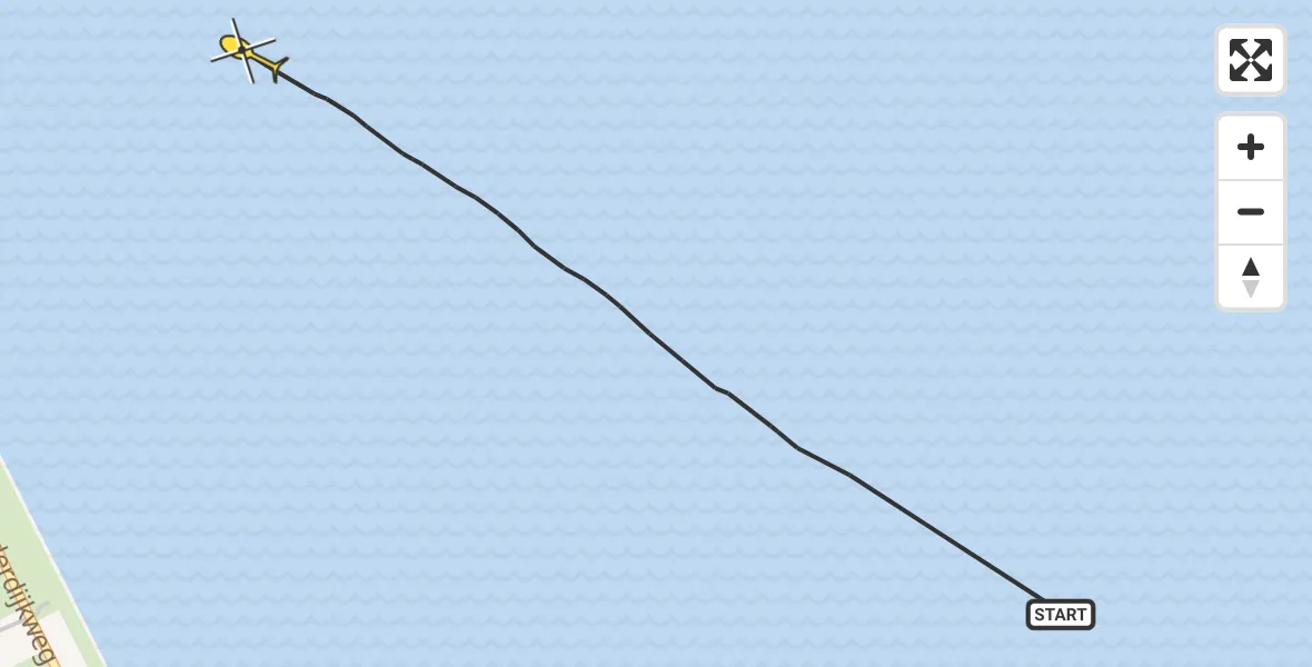 Routekaart van de vlucht: Kustwachthelikopter naar Wieringerwerf, Noorderdijkweg
