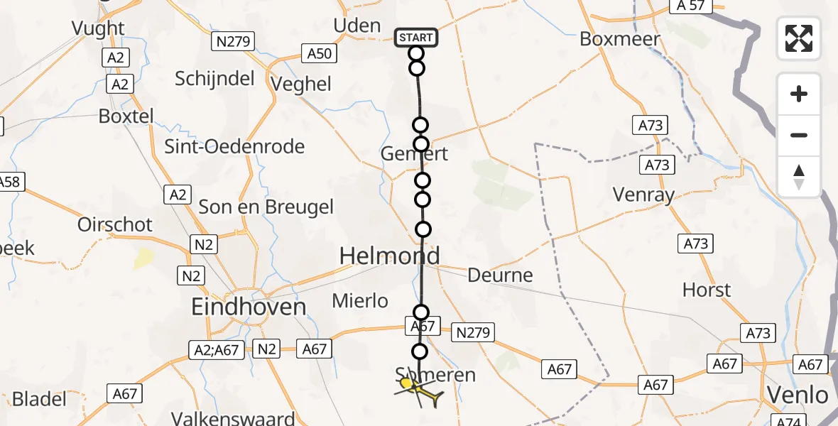Routekaart van de vlucht: Lifeliner 3 naar Someren, Oosterheidestraat