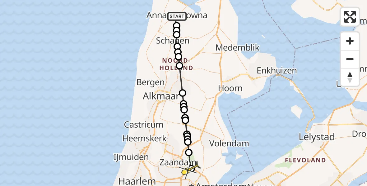 Routekaart van de vlucht: Lifeliner 1 naar Amsterdam, Kneeskade