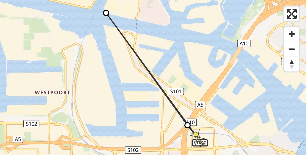 Routekaart van de vlucht: Lifeliner 1 naar Amsterdam, Hemkade