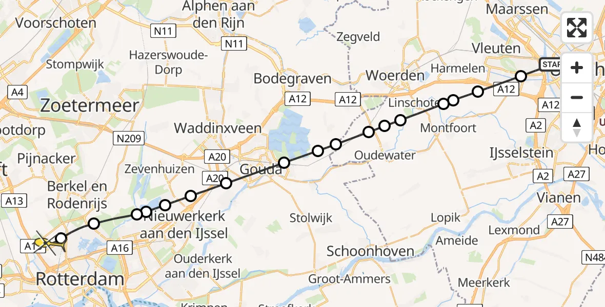 Routekaart van de vlucht: Lifeliner 2 naar Rotterdam The Hague Airport, Nootmuskaatweg
