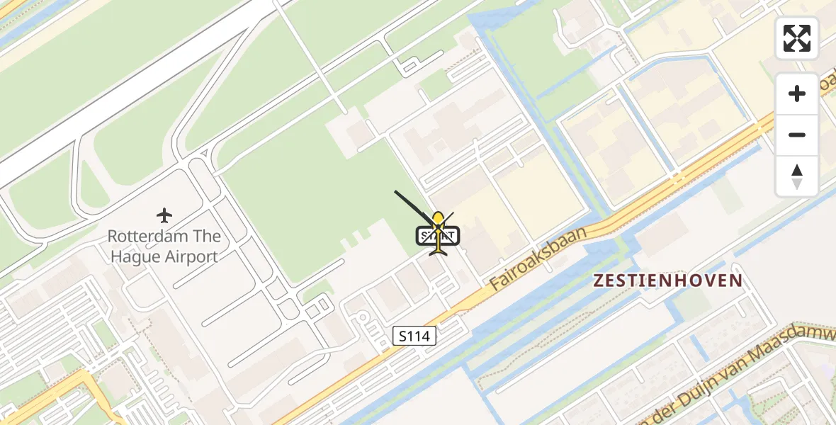 Routekaart van de vlucht: Lifeliner 2 naar Rotterdam The Hague Airport, Brandenburgbaan