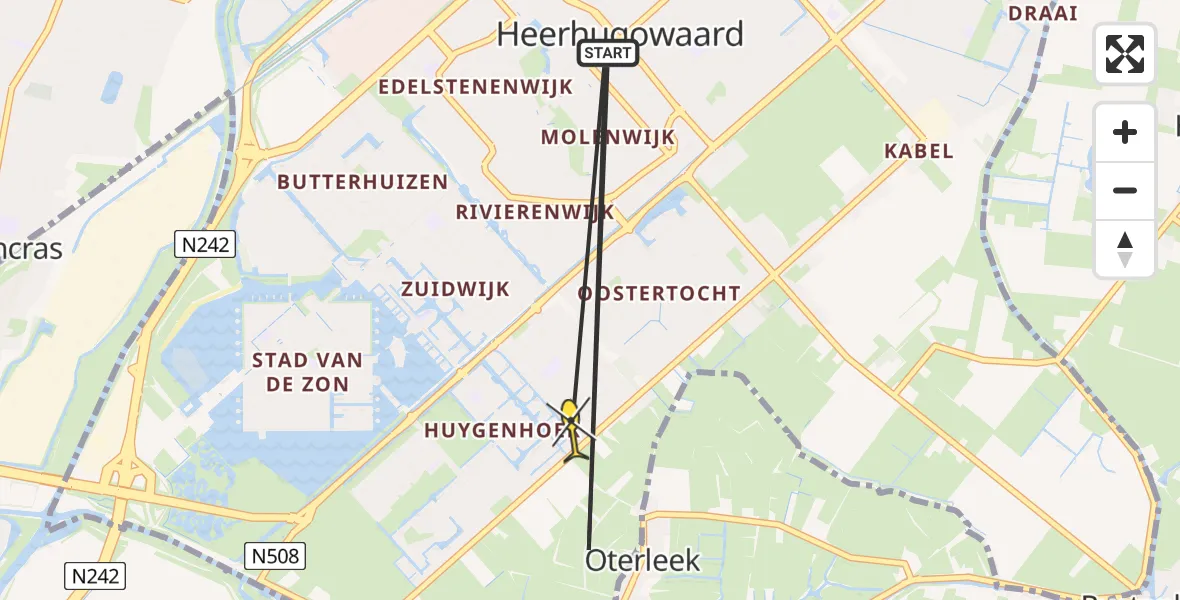 Routekaart van de vlucht: Lifeliner 1 naar Heerhugowaard, Groeneweg