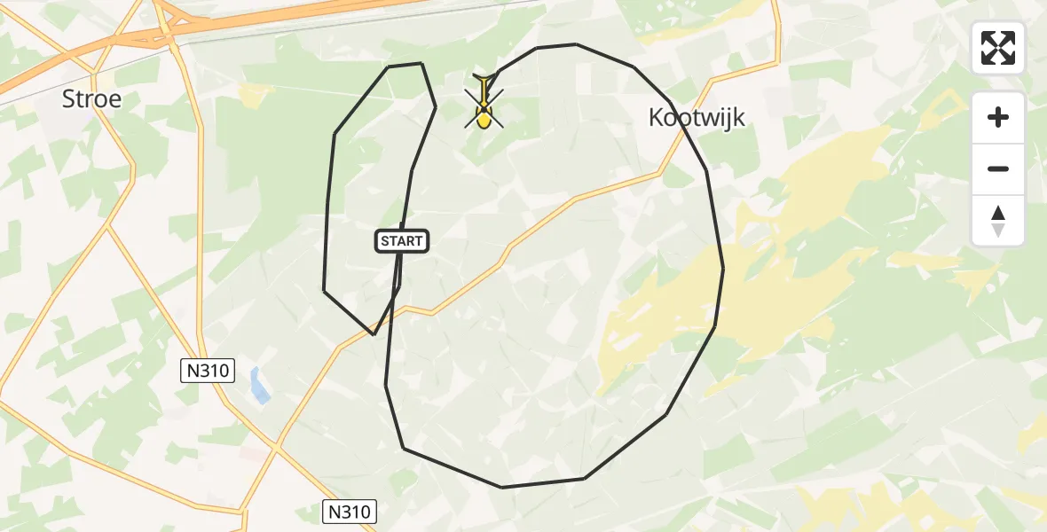 Routekaart van de vlucht: Politiehelikopter naar Kootwijk, Heetweg
