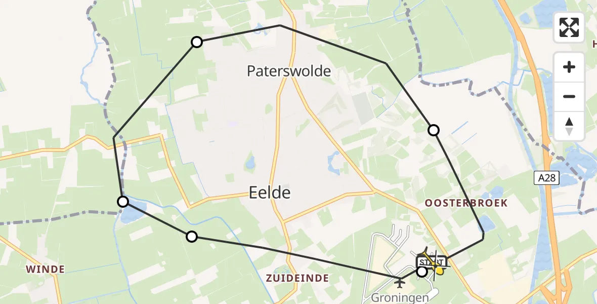 Routekaart van de vlucht: Lifeliner 4 naar Groningen Airport Eelde, Eskampenweg