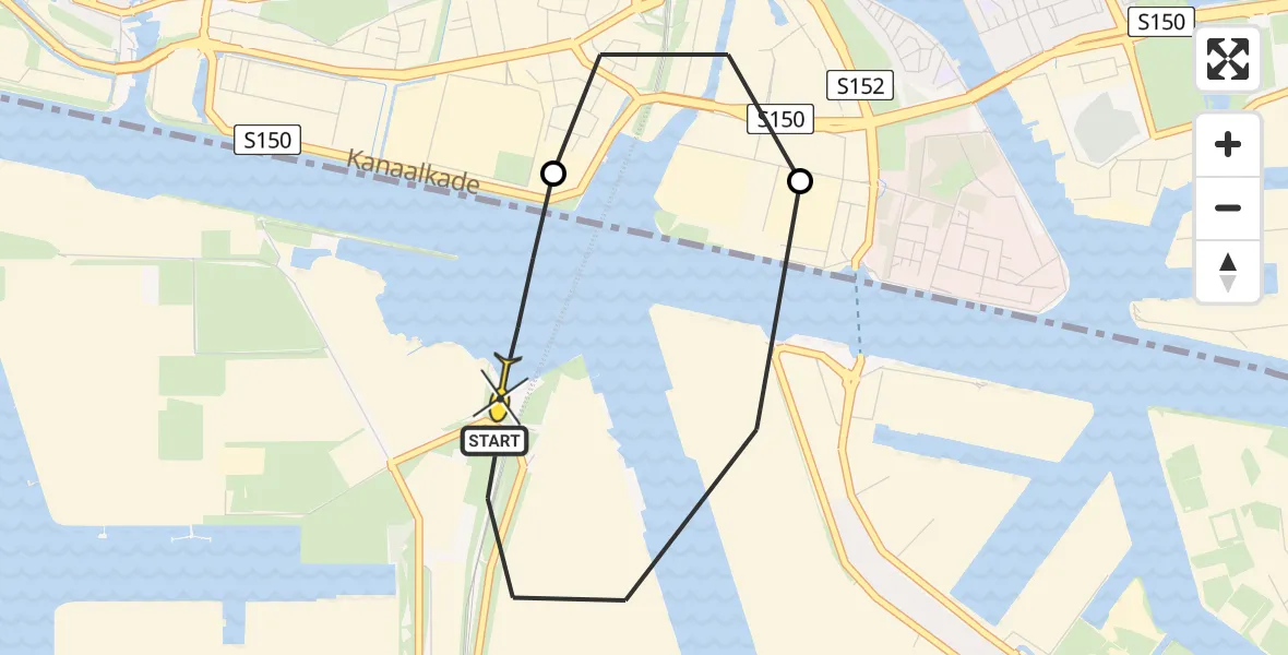 Routekaart van de vlucht: Lifeliner 1 naar Amsterdam Heliport, Maltaweg