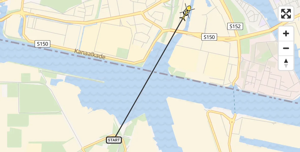 Routekaart van de vlucht: Lifeliner 1 naar Zaandam, Gerrit Bolkade