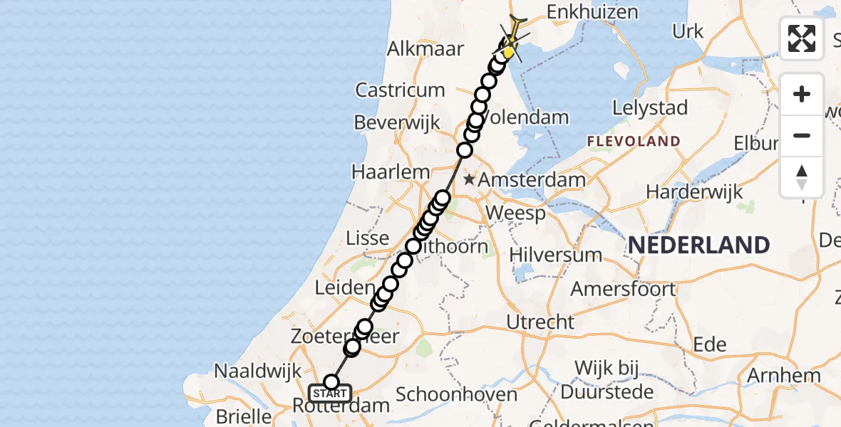 Routekaart van de vlucht: Lifeliner 2 naar Berkhout