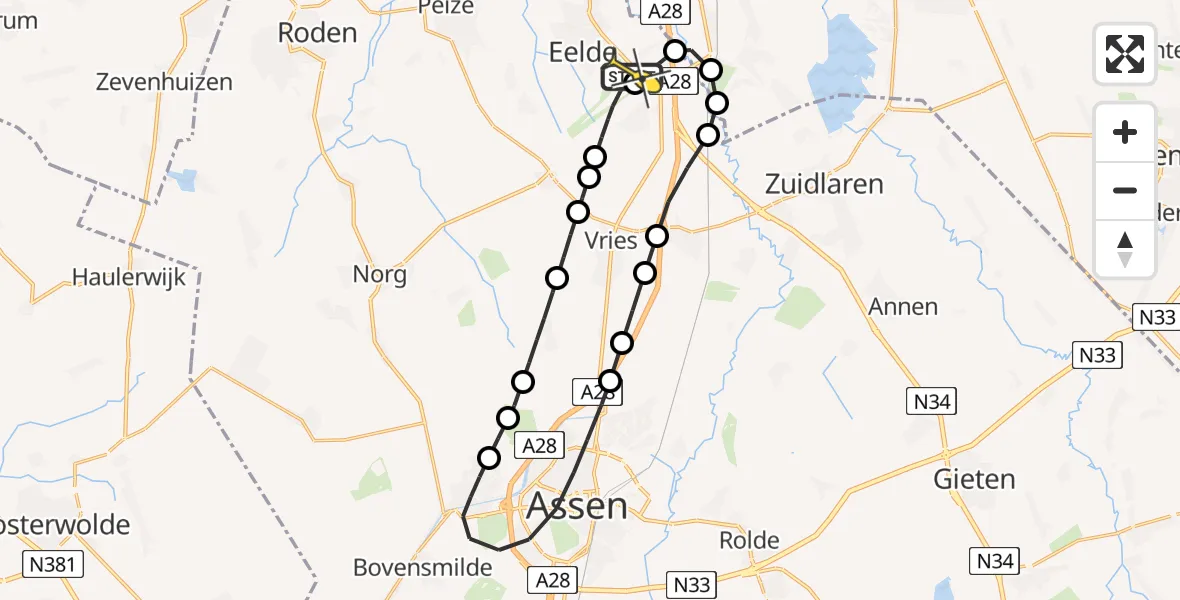 Routekaart van de vlucht: Lifeliner 4 naar Groningen Airport Eelde, Moespot