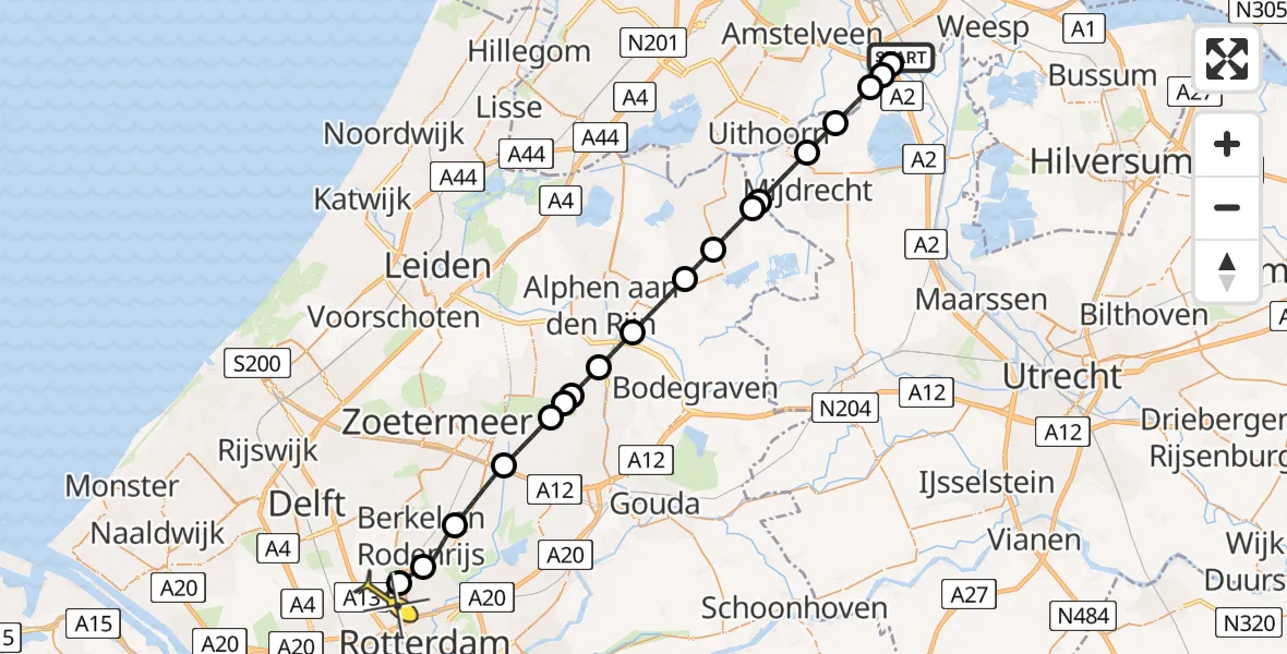 Routekaart van de vlucht: Lifeliner 2 naar Rotterdam The Hague Airport, Brandenburgbaan