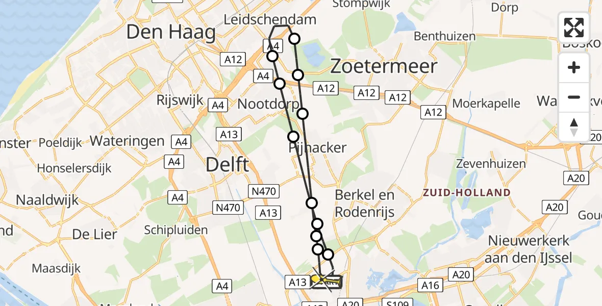 Routekaart van de vlucht: Lifeliner 2 naar Rotterdam The Hague Airport, A16 Rotterdam