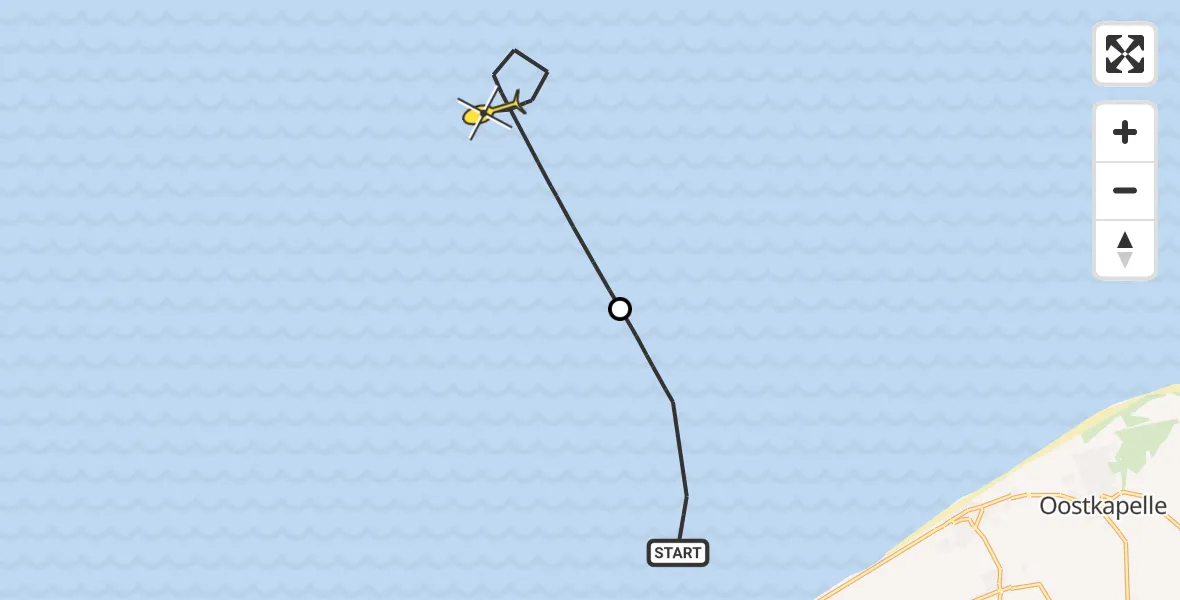 Routekaart van de vlucht: Kustwachthelikopter naar 