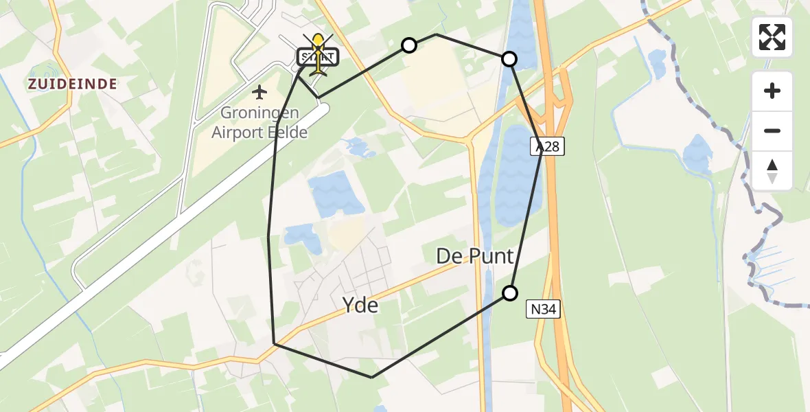 Routekaart van de vlucht: Lifeliner 4 naar Groningen Airport Eelde, Vissersweg