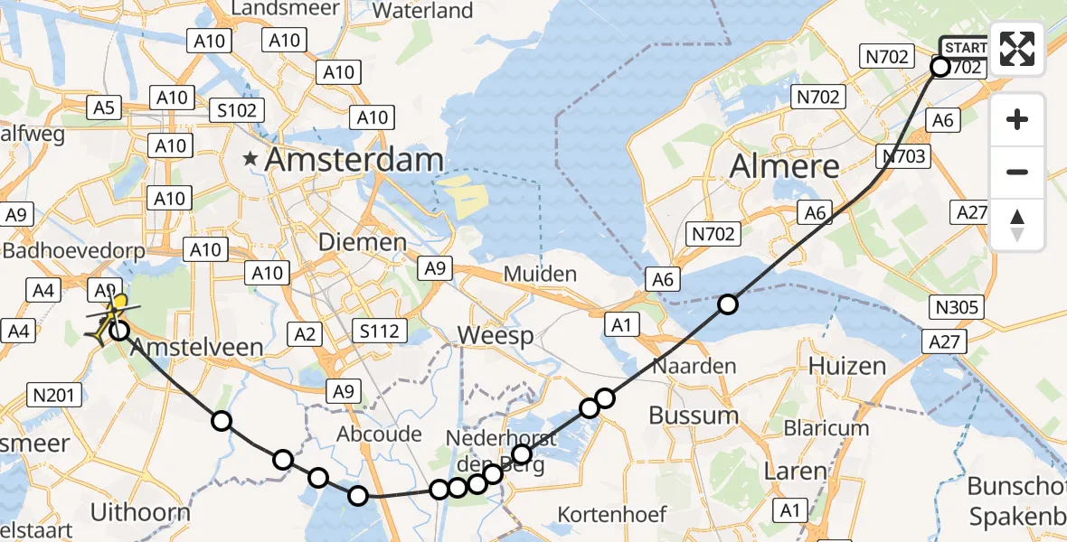 Routekaart van de vlucht: Politieheli naar Schiphol, Pasar Malamstraat