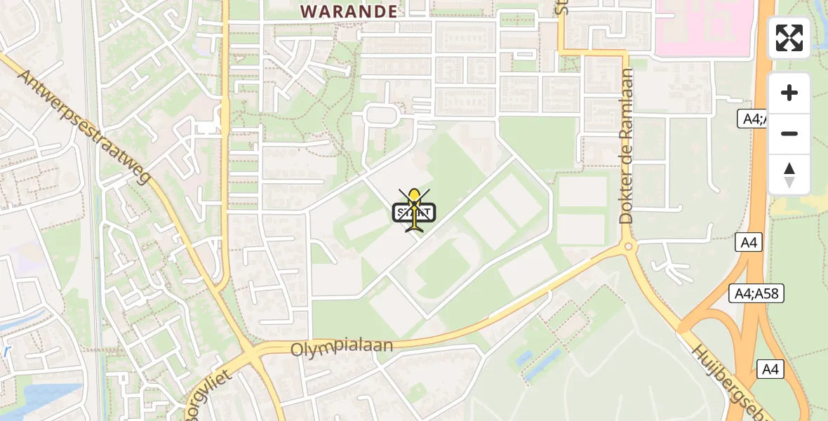 Routekaart van de vlucht: Lifeliner 2 naar Bergen op Zoom, Beukenlaan