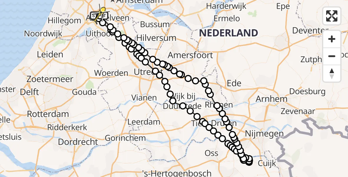 Routekaart van de vlucht: Politieheli naar Schiphol, Westerkimweg