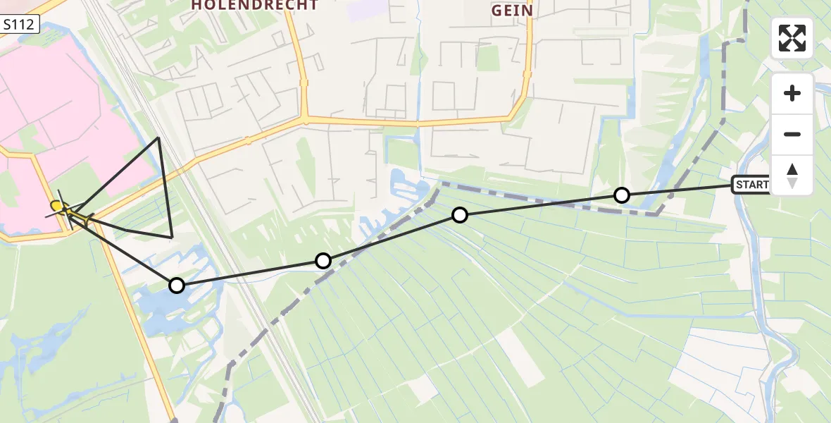 Routekaart van de vlucht: Lifeliner 1 naar Academisch Medisch Centrum (AMC), Wethouder Driessenstraat