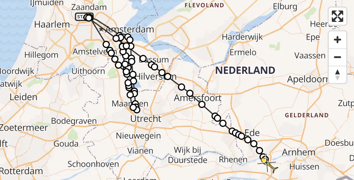 Routekaart van de vlucht: Lifeliner 1 naar Heteren, Westhavenweg