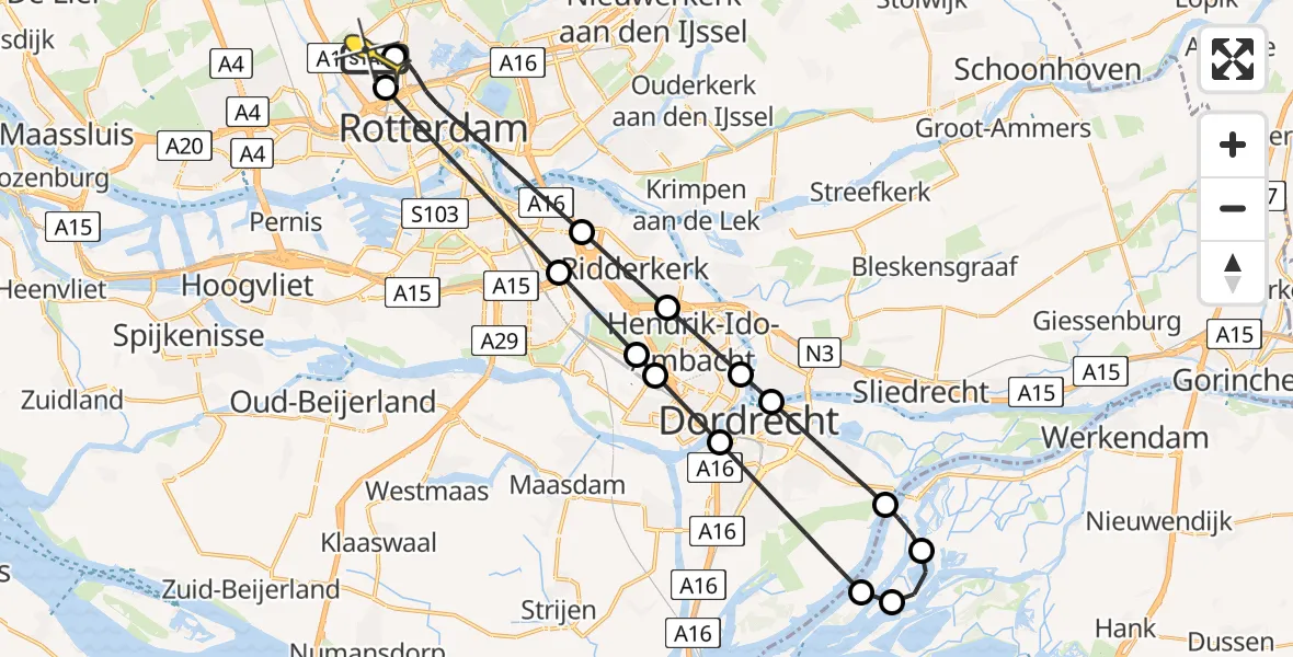Routekaart van de vlucht: Lifeliner 2 naar Rotterdam The Hague Airport, Terletpad