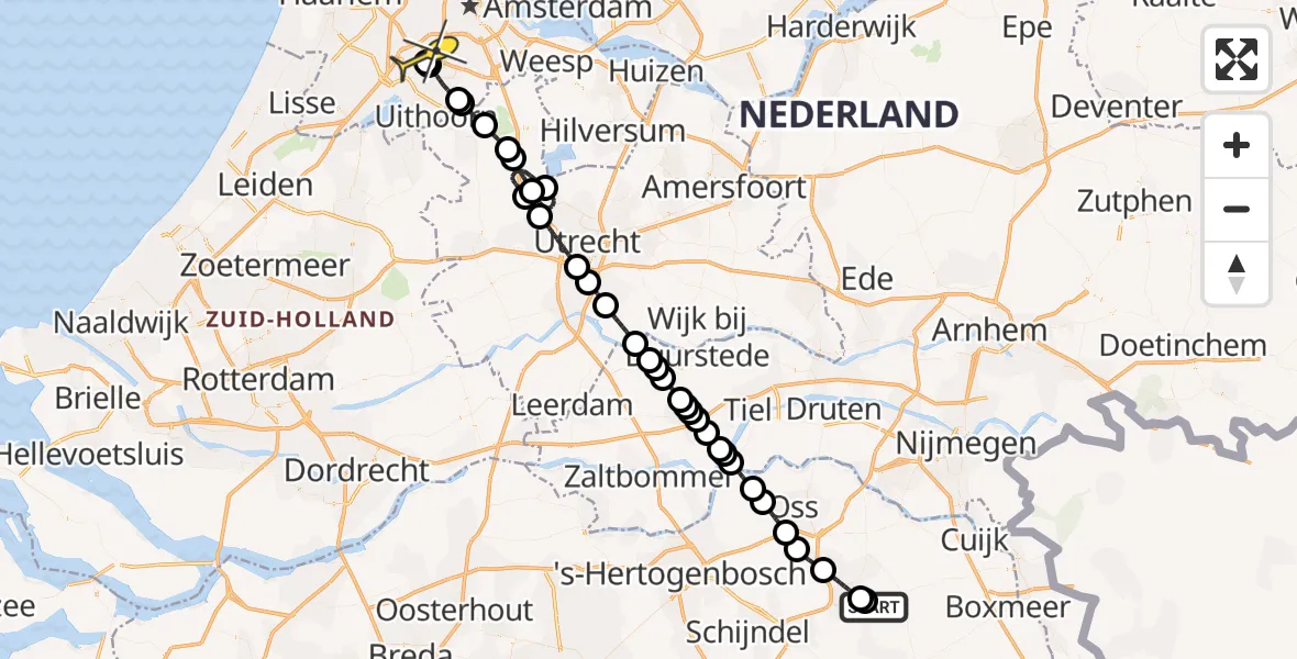 Routekaart van de vlucht: Politieheli naar Schiphol, Kromstraat