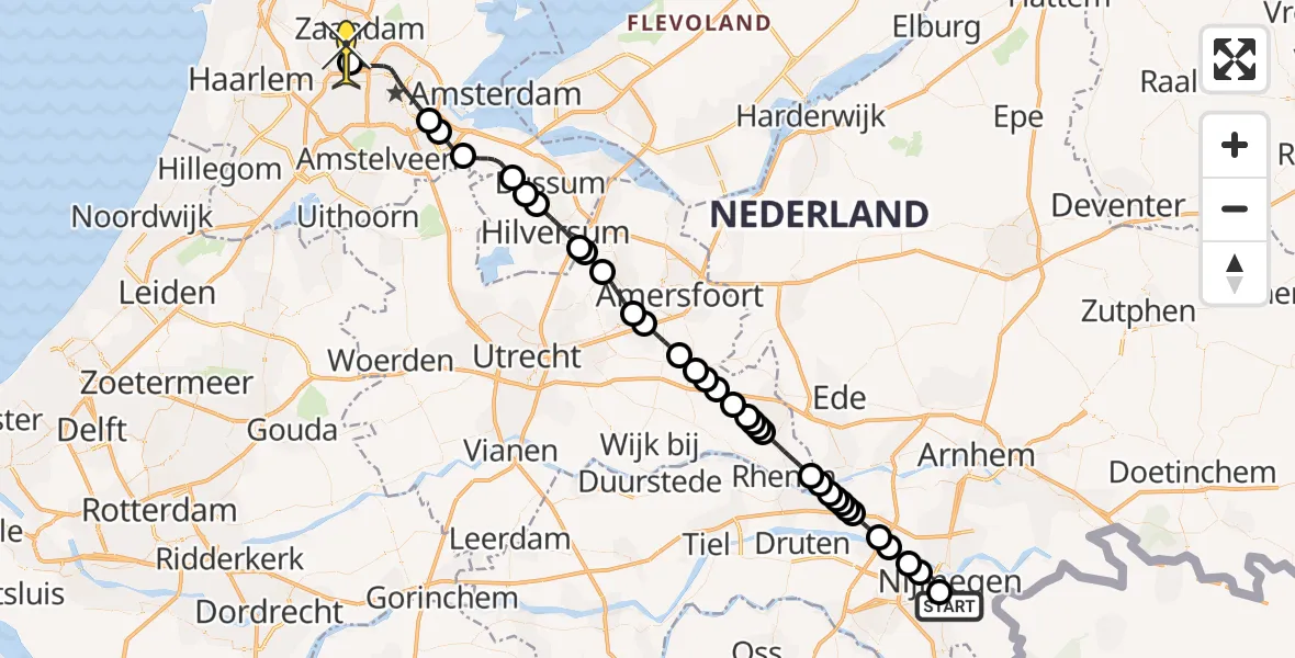 Routekaart van de vlucht: Lifeliner 1 naar Amsterdam Heliport, Brederostraat