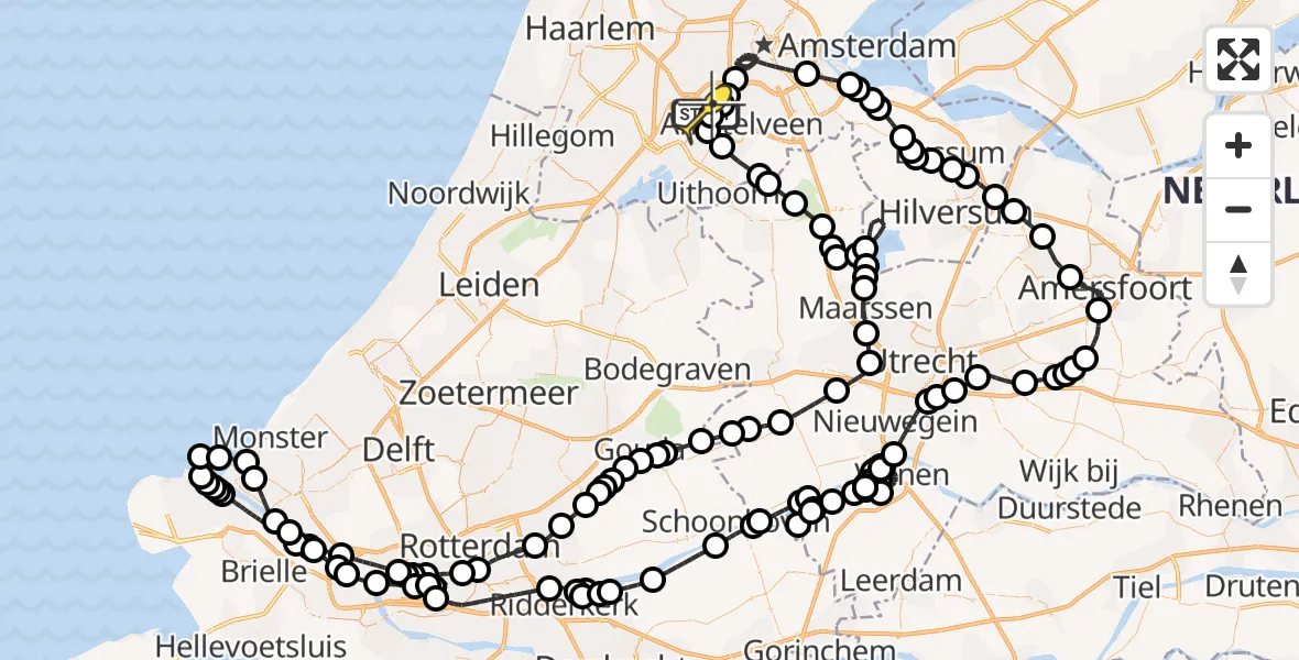 Routekaart van de vlucht: Politieheli naar Schiphol, Fokkerweg