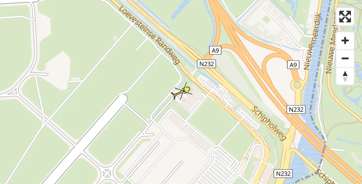 Routekaart van de vlucht: Politiehelikopter naar Schiphol