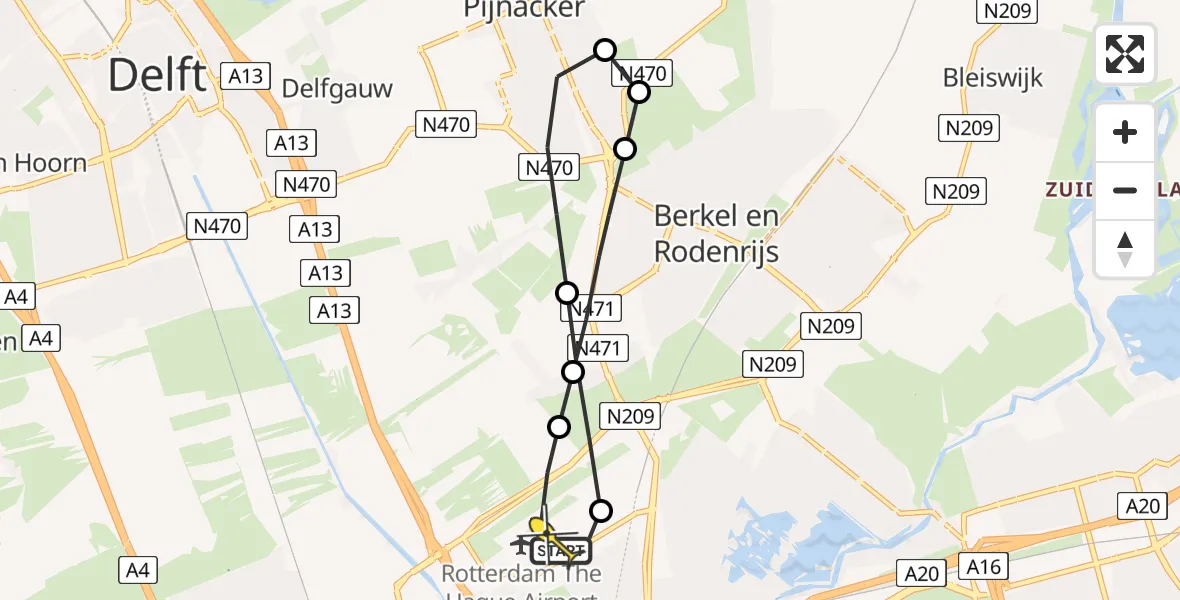 Routekaart van de vlucht: Lifeliner 2 naar Rotterdam The Hague Airport, A16 Rotterdam