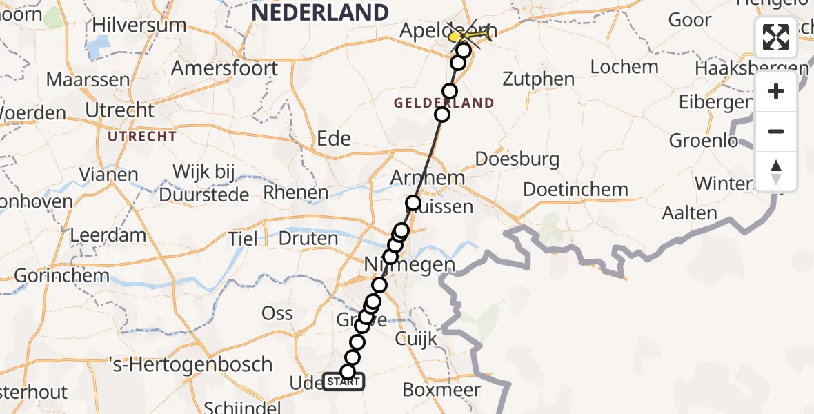 Routekaart van de vlucht: Lifeliner 3 naar Apeldoorn, Trentsedijk