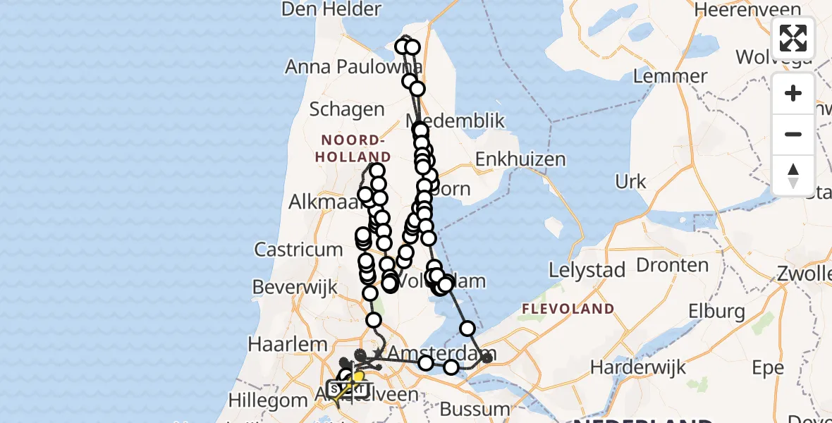 Vluchtroute Politiehelikopter van Schiphol naar Schiphol