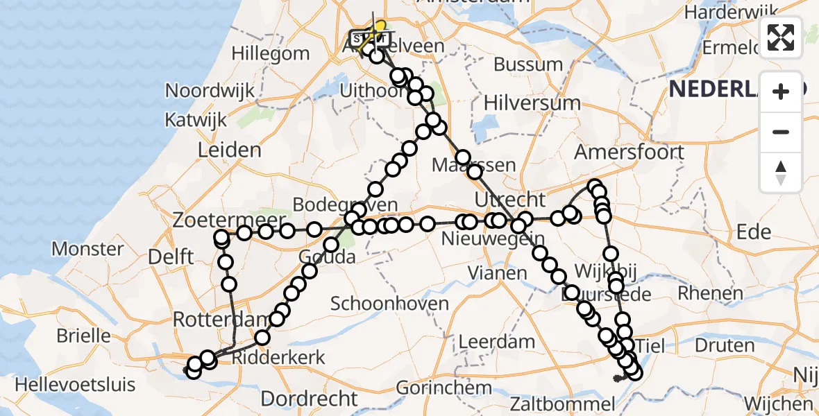Routekaart van de vlucht: Politieheli naar Schiphol, Thermiekstraat