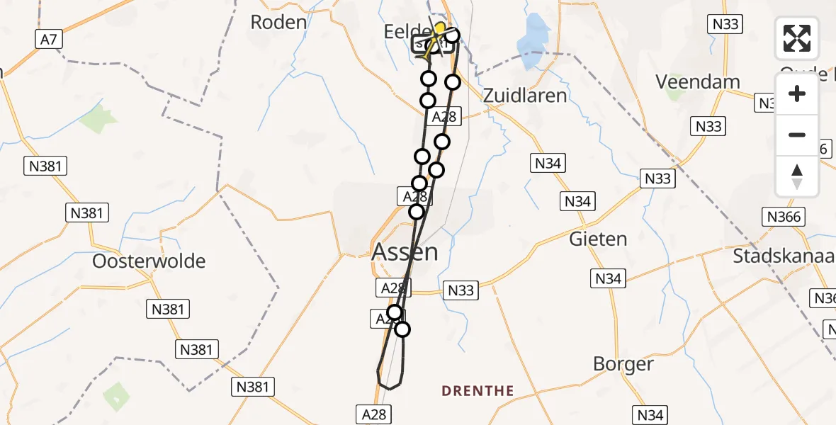 Routekaart van de vlucht: Lifeliner 4 naar Groningen Airport Eelde, Vissersweg