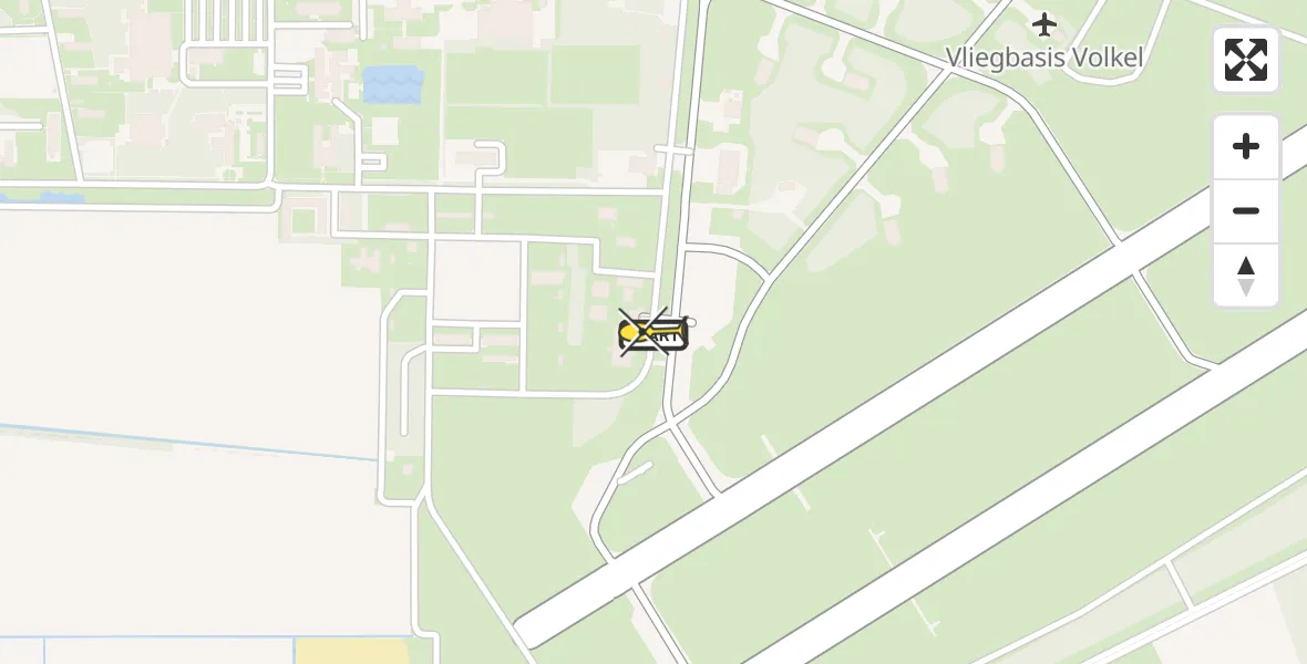 Routekaart van de vlucht: Politiehelikopter naar Vliegbasis Volkel, Zeelandsedijk