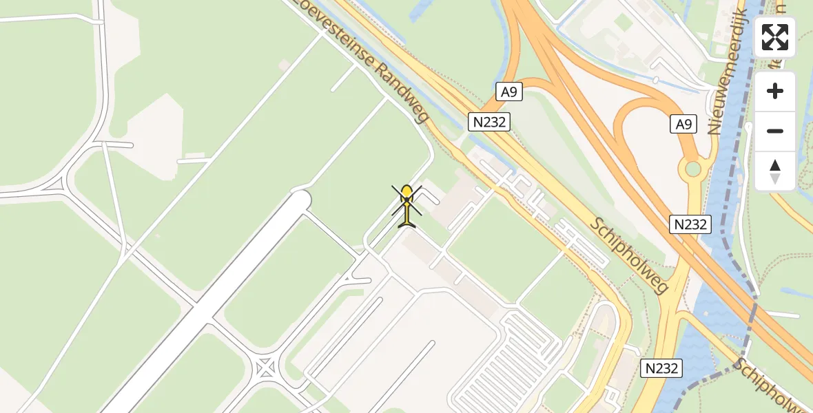 Routekaart van de vlucht: Politieheli naar Schiphol