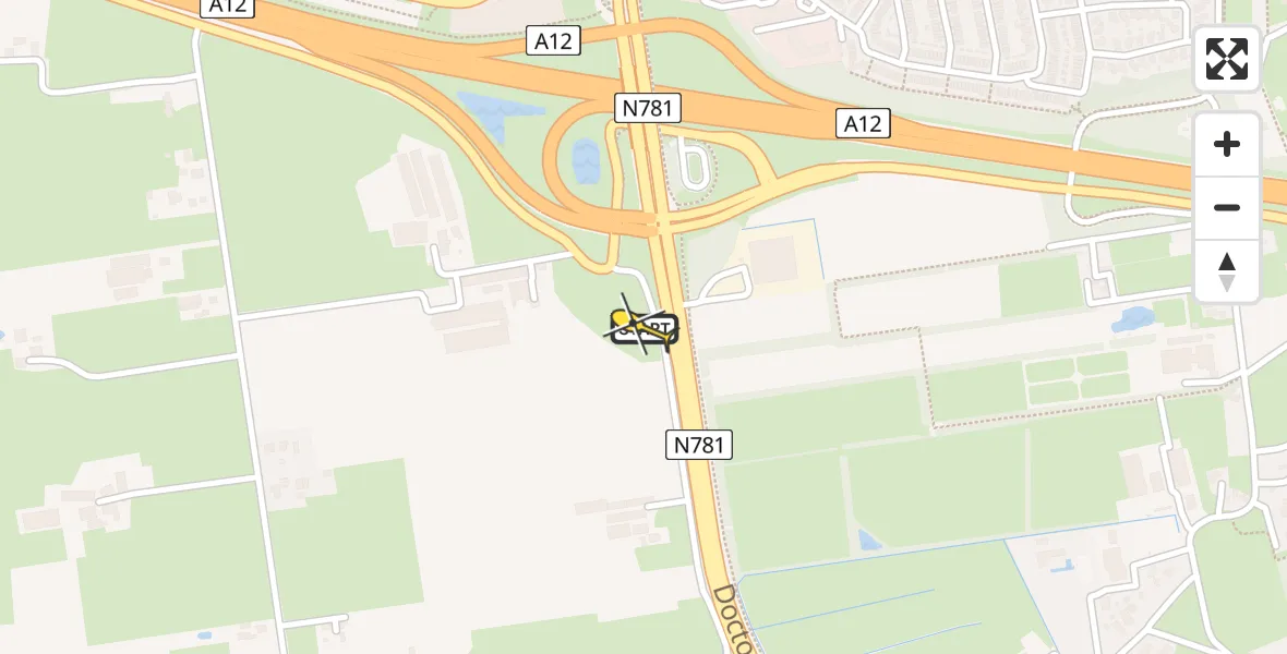 Routekaart van de vlucht: Lifeliner 3 naar Bennekom, Doctor W. Dreeslaan