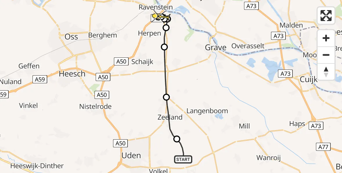 Routekaart van de vlucht: Lifeliner 3 naar Ravenstein, Houtvennen
