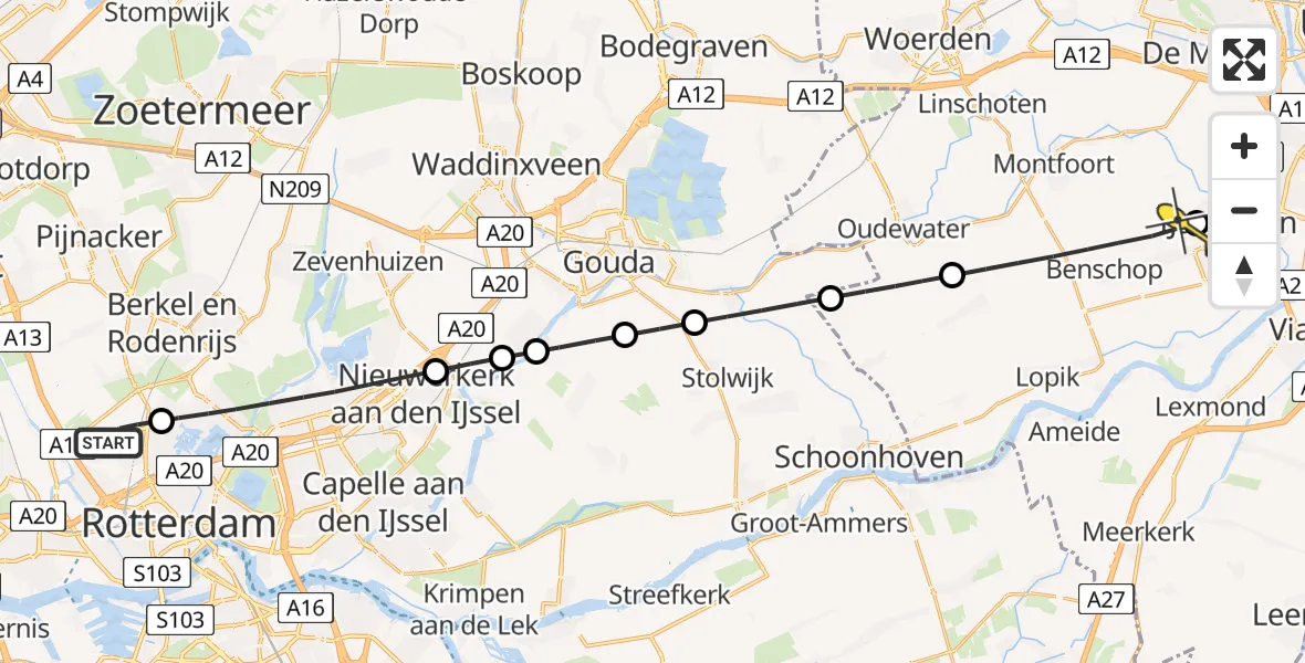 Routekaart van de vlucht: Lifeliner 2 naar IJsselstein, Bovendijk