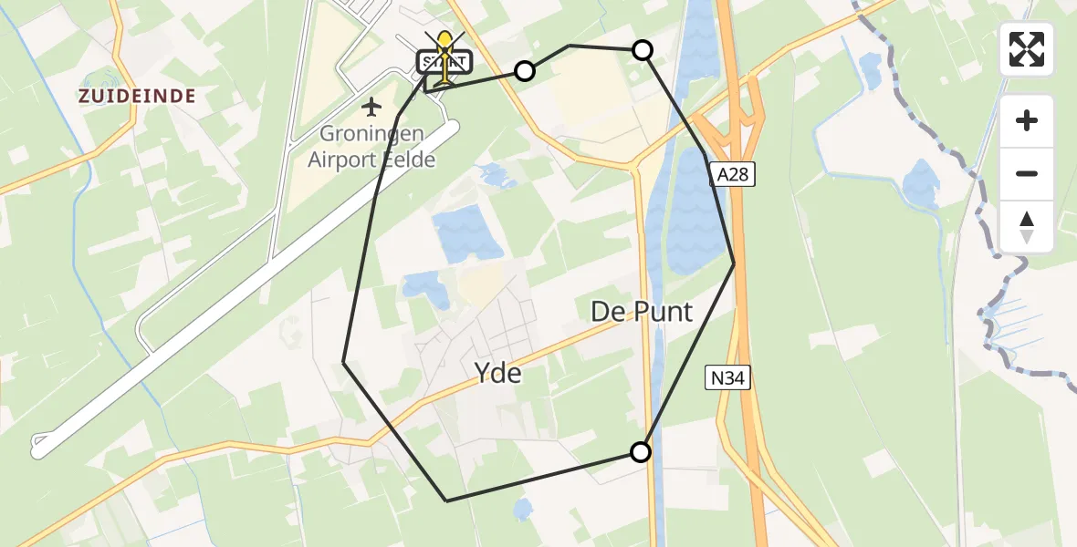 Routekaart van de vlucht: Lifeliner 4 naar Groningen Airport Eelde, Moespot