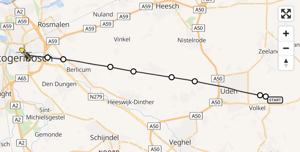 Routekaart van de vlucht: Lifeliner 3 naar 's-Hertogenbosch, Looierstraat