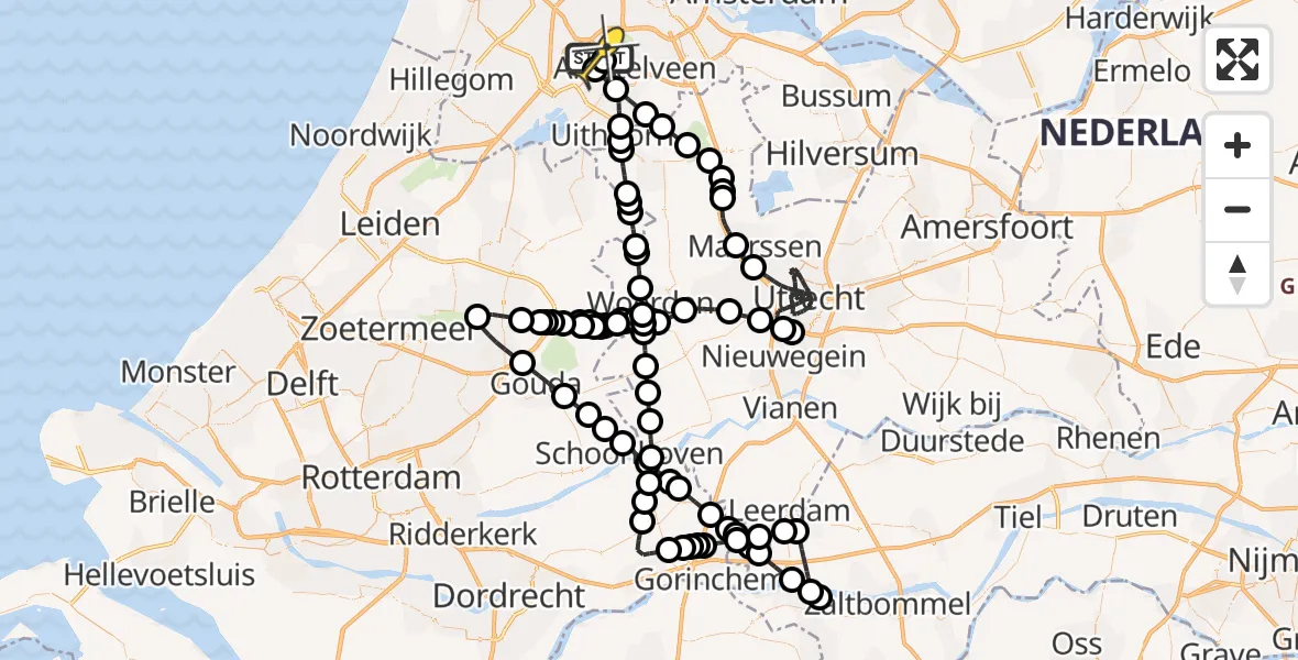 Routekaart van de vlucht: Politieheli naar Schiphol, Westerkimweg