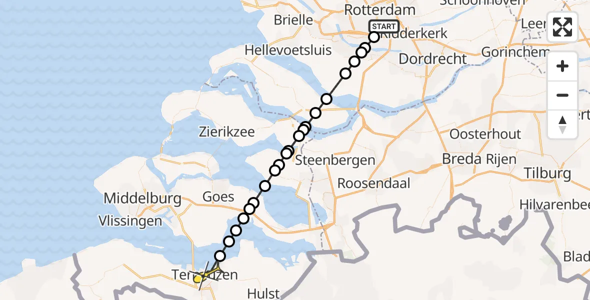 Routekaart van de vlucht: Lifeliner 2 naar Terneuzen, Carnissepad