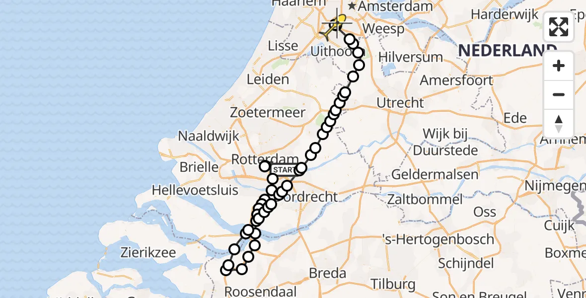 Routekaart van de vlucht: Politieheli naar Schiphol, Thermiekstraat