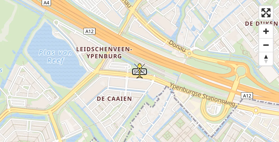 Routekaart van de vlucht: Lifeliner 2 naar Den Haag, Ypenburgse Stationsweg