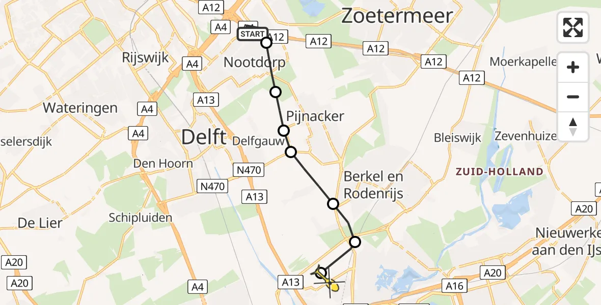 Routekaart van de vlucht: Lifeliner 2 naar Rotterdam The Hague Airport, Veenweg