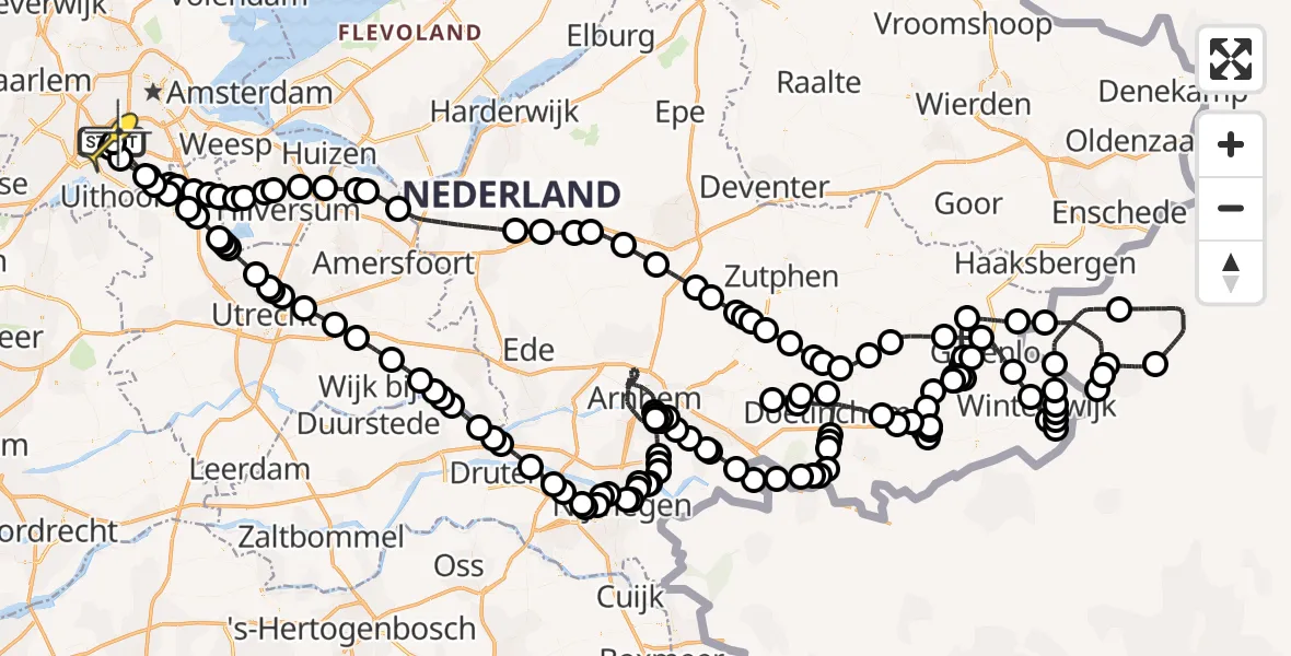Routekaart van de vlucht: Politieheli naar Schiphol, Mr. Jac. Takkade